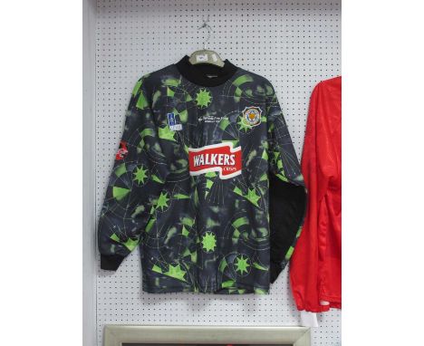 Leicester City 1997 Coca-Cola Cup Final Match Shirt by Fox Leisure, for Goalkeeper (Kevin) Poole, Number 1, bearing Walkers C