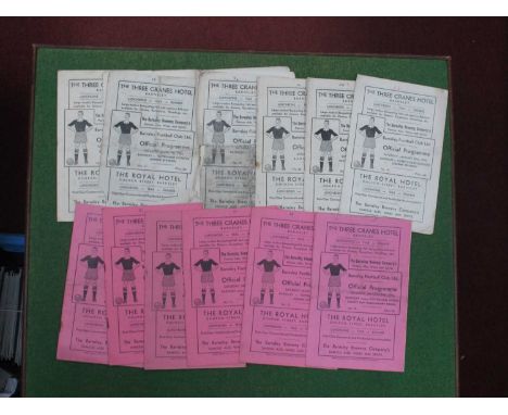 Barnsley 1948-9 Home Programmes, v. QPR, Bury, Bradford Park Avenue, Tottenham (cover loose, ¼ back page absent), Glenavon - 