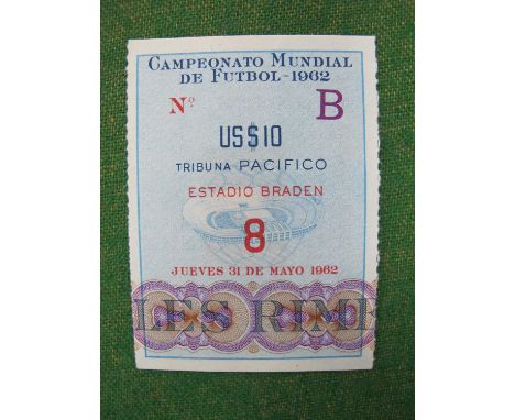 1962 World Cup Hungary v. England, ticket for the group game at Estadio Baden, Chile. Hungary won 2 - 1.