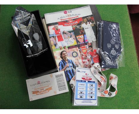 2008 Amsterdam Tournament. Match ticket for Game 1, 8th August Inter v. Sevilla, lanyard, official tie, programme, and commem