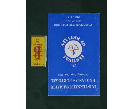 1951 England v. Portugal Football Ticket and Programme (staple removed), for The Festival of Britain Game at Goodison Park, d