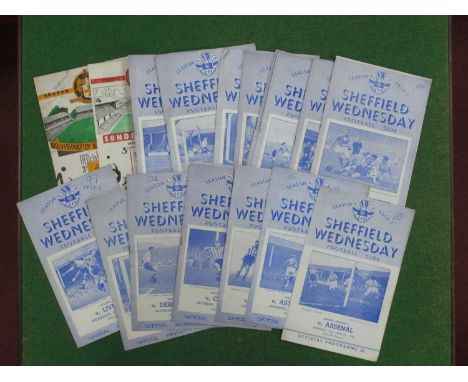 Sheffield Wednesday 1952-3 - Programmes, v. Blackpool, Arsenal, Aston Villa, Charlton, Chelsea, Derby, Doncaster - County Cup