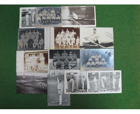 Postcards Early XX Century, S. Haigh - Yorkshire. F. Tate. F.W Marlow - Sussex, Mr Blackstaff - Oarsman, Cricket, football te