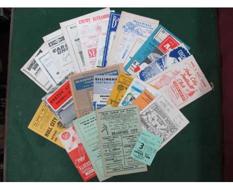 1961-2 Bradford City Away Programmes, including at Hull - F.A Cup, Arsenal - F.A Cup plus ticket, Rochdale, Bradford P.A - Br
