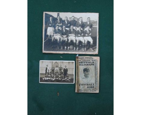 1930-1 Sheffield Football Guide. Photograph of football team and postcards. (3).