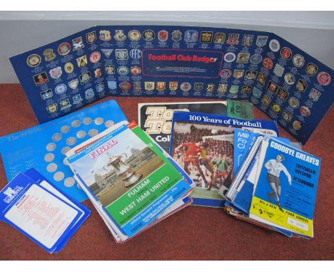 Esso Top Team Collection, World Cup 1970, F.A Cup Centenary (Burnley absent) and football club badges. Quantity of programmes