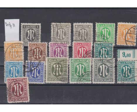 Germany - Allied Occupation 1945-46 British/American zones Brunswick Print Perf 11 S.G. A16, A18z2, A19, A20x2, A22-24, A25x2