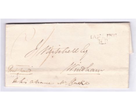 Great Britain letter with manuscript post paid and 2 line hand stamp cancel (Possibly Tapling)