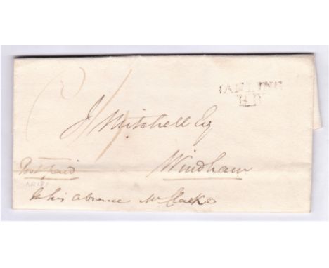 Great Britain letter with manuscript post paid and 2 line hand stamp cancel (Possibly Tapling)