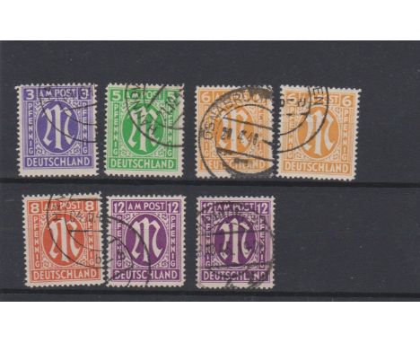 Germany - Allied Occupation 1945-46 British/American Zones London Print pf (14) S.G. A10, A12, A13 x2, A14, A15 x2 used