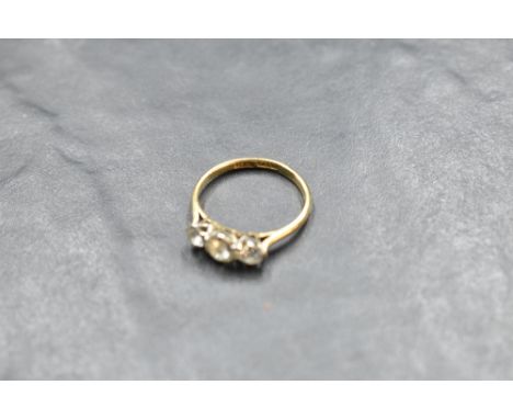 A diamond trilogy ring, total approx 1ct in a claw set mount on an 18ct gold loop, size N &amp; approx 2.5g