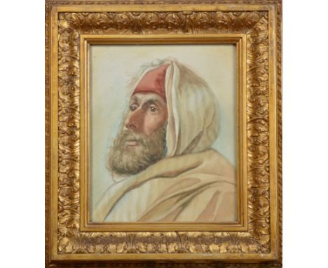 19th century school, portrait of an Arabic man, watercolour, in a gilt frame, frame size 32.5cm x 29cm 