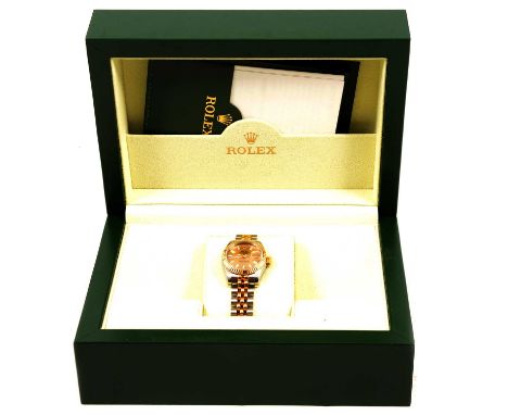 Rolex - a lady's two tone Oyster Perpetual Datejust automatic wristwatch, 19mm circular gold raised baton dial, with centre s