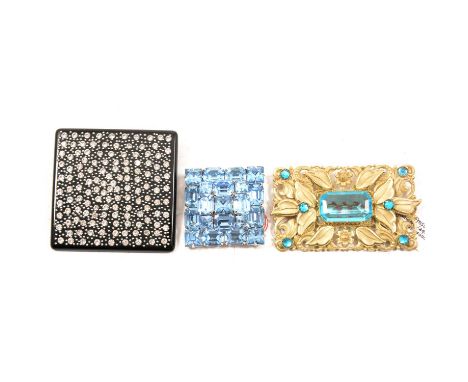 Varied collection of vintage costume jewellery, a Weiss 40mm square blue paste brooch; Jewelcraft suite of necklace, bracelet