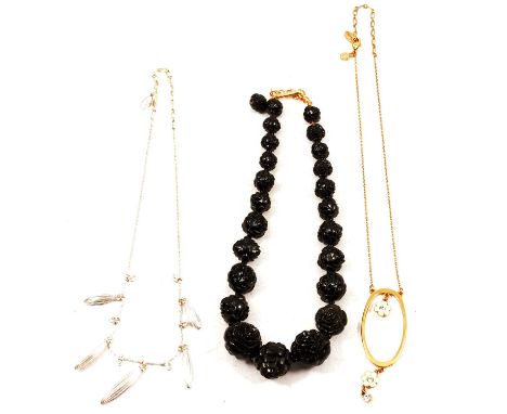 Eastern jewel box and modern and vintage costume jewellery, black plastic floral moulded necklace; Pilgrim fashion jewellery;