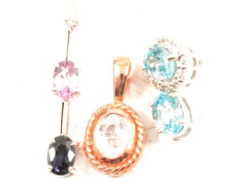 Seven gemset pendants, zircon, topaz, spinel and others, a Ratanakiri zircon and white topaz pendant; a Ratanakiri zircon and