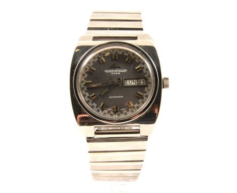 Jaeger-LeCoultre - a gentleman's Club automatic wristwatch, 29mm circular grey baton dial with day and date apertures in a 37