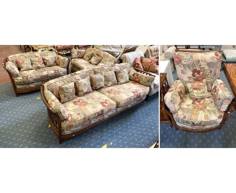 ERCOL RENAISSANCE THREE SEATER SETTEE, 2 SEATER &amp; ARMCHAIR