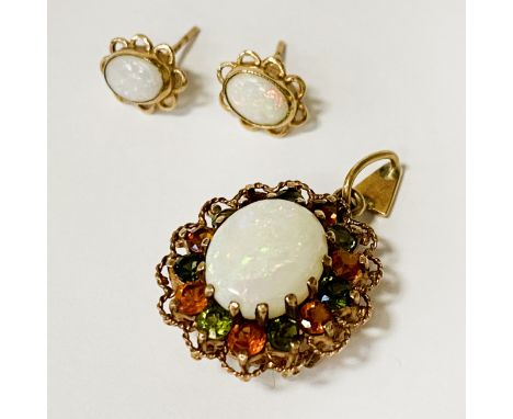 9CT OPAL PENDANT &amp; EARRINGS