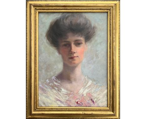 CHARLES JOSHUA CHAPLIN - OIL ON CANVAS - PORTRAIT OF WOMAN - INDISTINCTLY SIGNED 25CM X 35CM - VERY GOOD ORIGINAL CONDITION