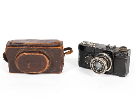 A Zeiss Ikon Contax Rangefinder camera, with a Carl Zeiss Jena f/2.8 50mm lens, in original leather case