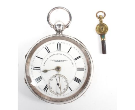 A Fattorini and Sons, Bradford, silver open faced, key wind chronometer, with subsidiary seconds dial, movement serial number