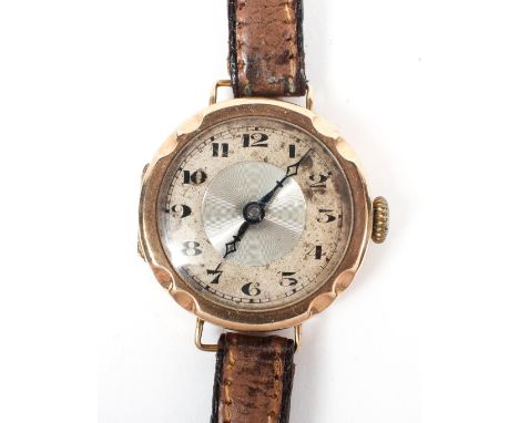 A vintage 9ct gold cased manual wind ladies wristwatch, the two tone dial with Arabic numerals denoting hours, movement stamp
