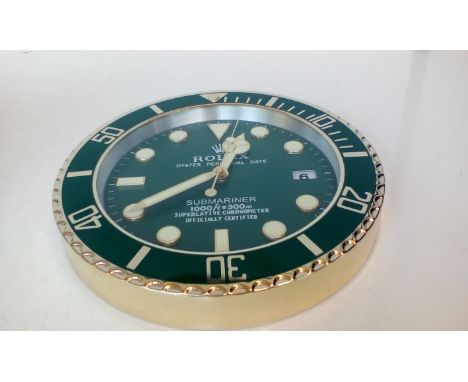 Rolex Oyster Perpetual Date, Submarine Superlative Chronometer Dealers wall clock with sweeping movment