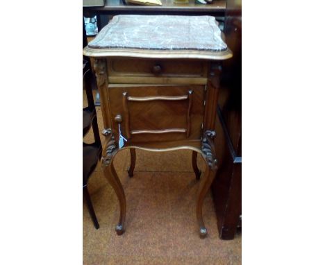 Marble top side cabinet on cabriole legs 