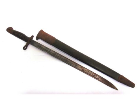 MILITARIA - A GREAT WAR REMINGTON PATTERN 1913 BAYONET  the 43cm (17 inch) single fullered blade dated Feb. 1916 at the ricas