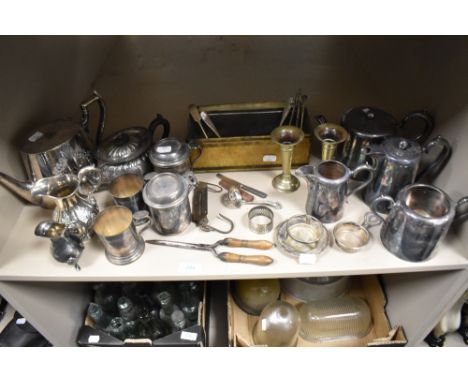 A variety of vintage and antique flat ware etc, including plated items , cutlery, teapots and strainers.