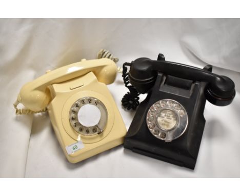 Two vintage bakelite wind up telephones