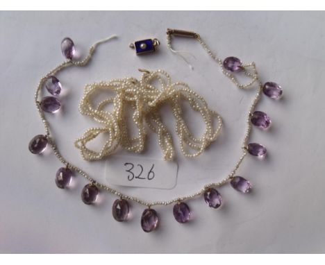 Seed pearl and amethyst necklace(broken)    
