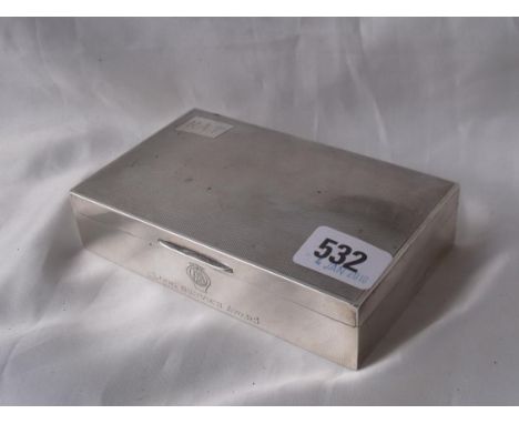 Engine turned cigarette box with AA crest 5.5” wide   