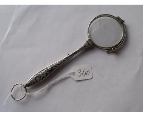 A silver & Niello Lorgnette 14cm long     