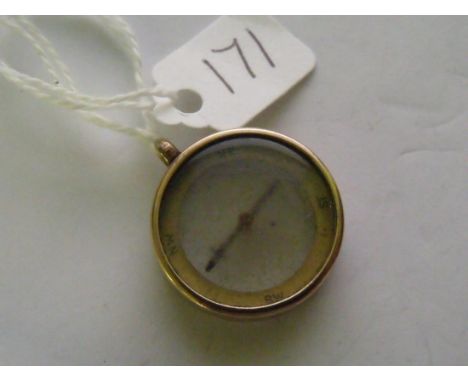 Antique 9ct compass pendant/fob  2cm dia        