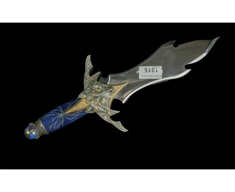 Fantasy Dagger. Depicting a Wolf, Enamel And Jewel Top. Approx Length 14.5 Inches. 