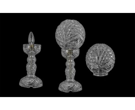 Art Deco Cut Glass Mushroom Lamp, of typical form, height 15''.  