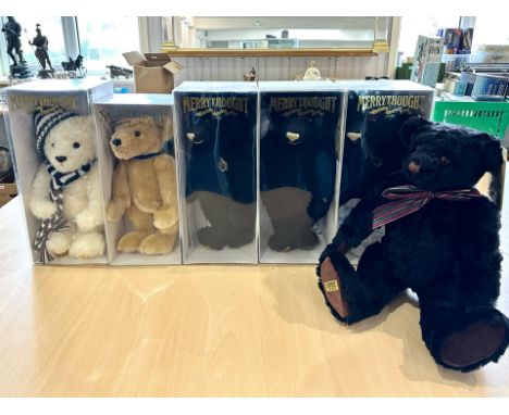 Collection of Merrythought Teddy Bears, including three 75th Diamond Anniversary Black Bears, with growlers, approx 16'' leng