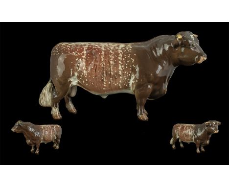 Beswick Hand Painted Farm Animal Figure ' Dairy Shorthorn Bull ' CH - Gwersylt Lord Oxford 74th. Model No 1504. Designer A. G