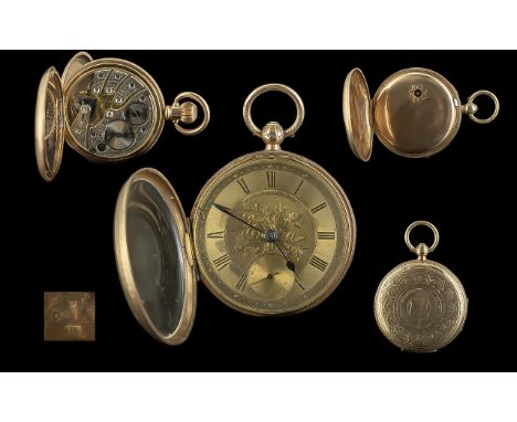 John Forrest of London Chronometer Maker To The Admiralty 9ct Gold Open Faced Key-Wind Pocket Watch.  Ornate dial with subsid