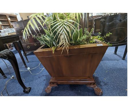 19th Century Adapted Mahogany Large Wine Cooler, with ring handles, rectangular legs of tapered form, with liner.  Filled wit