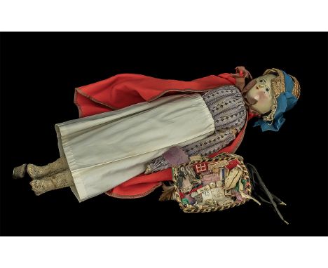 A 19th Century Painted Papier-Mâché or Gesso Head Doll, the painted papier-mâché or gesso head with painted features includin