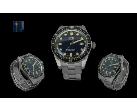 Oris - Swiss Made Heritage Gents Stainless Steel High Performance Divers Automatic Wrist Watch. Ref 35-45078. Features Deep B