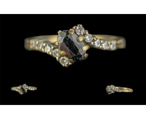 Ladies 9ct Gold Diamond Set Dress Ring. Stamped 375 to Shank. Ring Size M. Approx Weight 2.07 grams. 