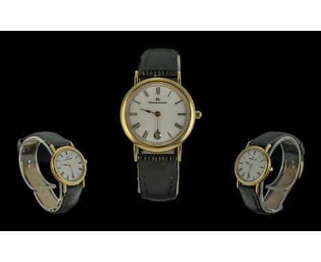 Maurice Lacroix Ladies 18ct Gold Cased Just-Date Mechanical Wind Wrist Watch. Ref No 8563A. Features White Enamel Dial, Marke