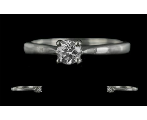 Platinum Ladies Single Stone Diamond Set Ring. Marked 950 to Interior of Shank. The Modern Brilliant Cut  of Excellent Colour