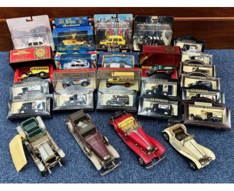 Collection of Boxed Collector's Vehicles. Various Makes and Models, Includes Loose Vintage Style Cars, Lledo Vehicles, Matchb