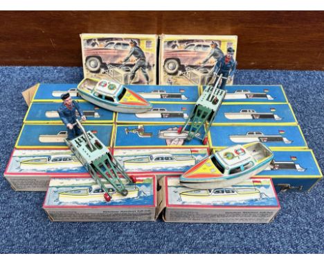 Collection of Vintage German Metal Motorloses Motorboats, in original boxes, powered by water.  Together with  two toy German