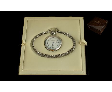 Dreyfuss & Co Hand Made Switzerland Silver Tone Mechanical Open Face Pocket Watch and Chain. Excellent condition, with origin